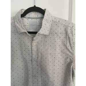 Steel & Jelly Shirt Mens XL White Blue Paisley Short Sleeve Cotton Button-Down